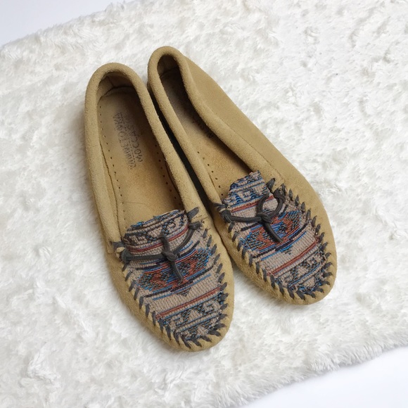 MINNETONKA Aztec Boho Leather Loafer Moccasins - Picture 2 of 7